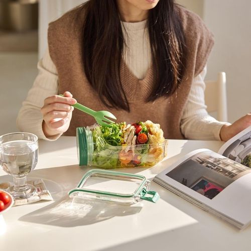 Original Salad Container Side-Opening Design with Leak-Proof Sauce Compartment