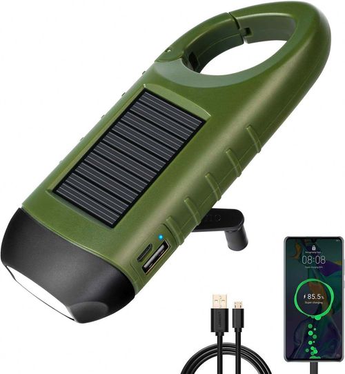 Hand Crank Solar Rechargeable Flashlight