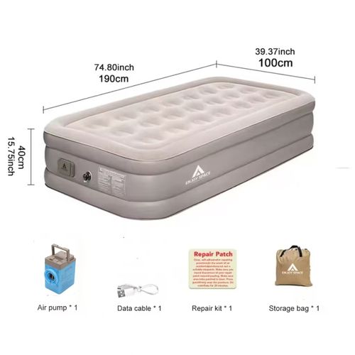Air Mattress with Built-in Pump, 2-Min Inflation Air Bed for Home, Camping & Guests