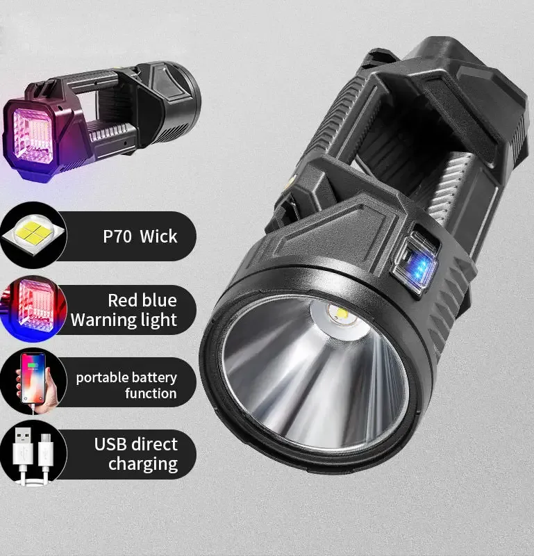 Illuminate Your Adventures: Hand Held XHP50 Solar Charging Search Light!