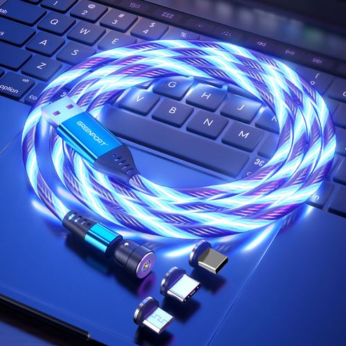 Sample for Free 540 Degree Rotation Magnetic USB Charging Cable 3in 1 LED Light USB Cable