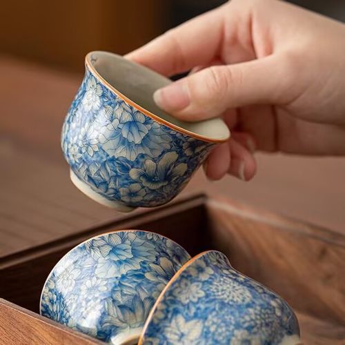 Jingdezhen azul e azul porcelana taça de chá
