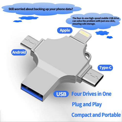 Pen drive cruzado 3 em 1, capacidade de 2TB