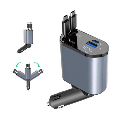 Carregador de carro retrátil 4 em 1 carregamento rápido