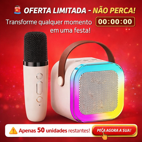 🎤 G6 Mini Karaokê Portátil - Alto-falante Bluetooth com Microfone e Luzes RGB - Entrega Grátis Luanda