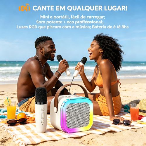 🎤 G6 Mini Karaokê Portátil - Alto-falante Bluetooth com Microfone e Luzes RGB - Entrega Grátis Luanda