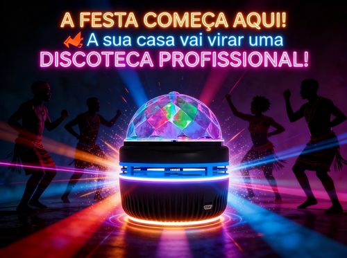 Luz de Festa LED Giratória para Casa, Boate e Festas - Luz Colorida USB
