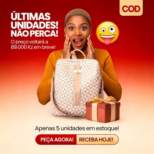 Mochila Geométrica Feminina com Necessaire Grátis - Moda Angola 🎒