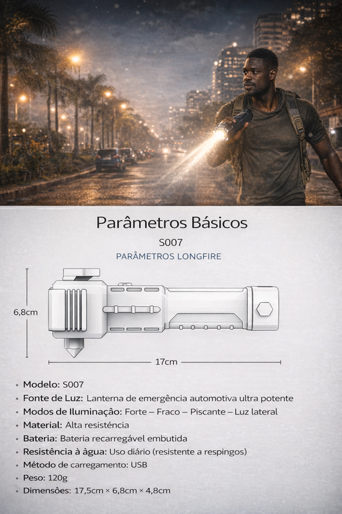 Lanterna Multifuncional G7 com Martelo de Segurança – Entrega no Mesmo Dia Luanda