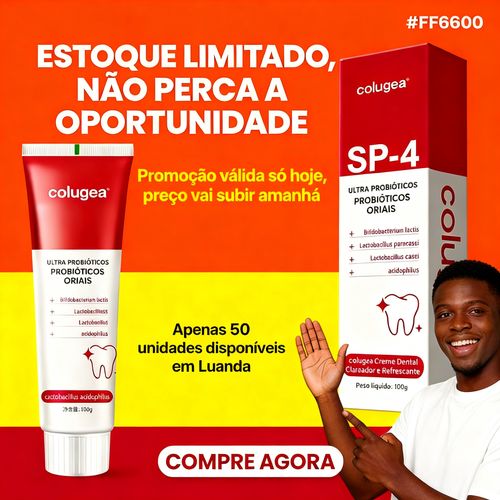 Creme Dental Colugea SP-4 Probióticos | Dentes Brancos Angola | Entrega Gratuita + Pague ao Receber 🚚💸