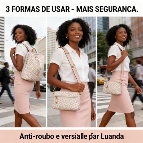 Mochila Geométrica Feminina com Necessaire Grátis - Moda Angola 🎒