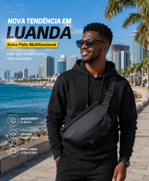 Bolsa Crossbody Impermeável para Homens, Bolsa de Peito Anti-Roubo, Ideal para Luanda, Entrega Grátis e Pagamento na Entrega