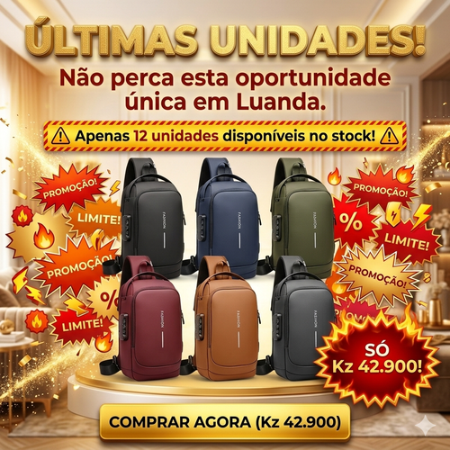 Mala Peito Anti-Furto Impermeável para Homem | Nylon Durável | Luanda e Todo Angola