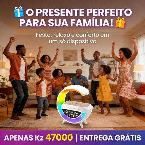 Relógio Despertador Inteligente com Luz Colorida, Carregamento Sem Fio para Celular e Bluetooth – Ideal para Quarto, Crianças e Adultos em Angola💥