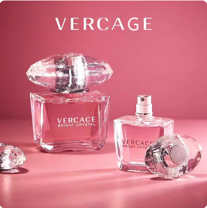Vercace晶鑽香戀水晶粉鑽金鑽女士淡香水持久留香清新花果香