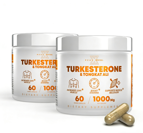 Peak Revival-X Turkesterone + Tongkat Ali + Colostrum – Testosterone, Muscle Growth & Energy Support – 60 Capsules