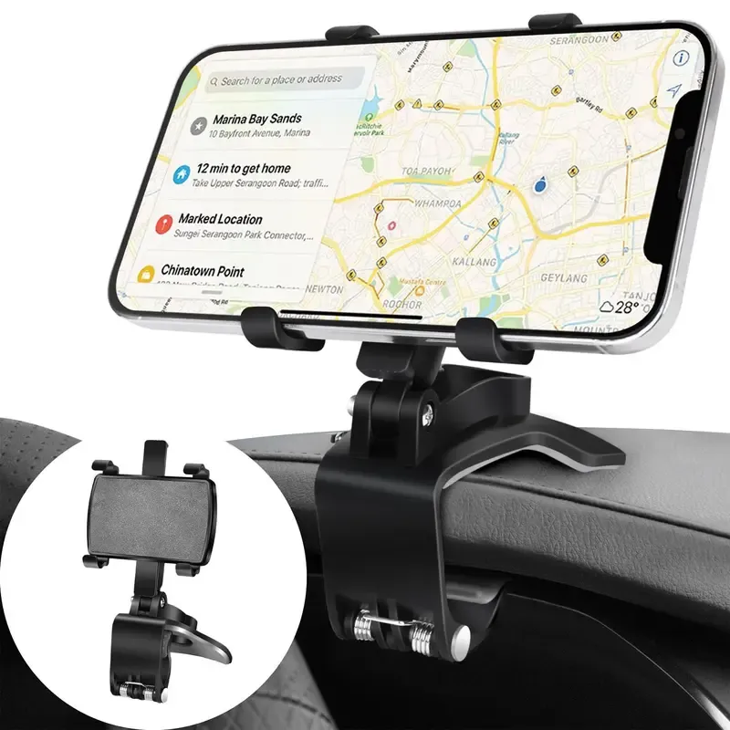 360 Degree Rotation Dashboard Car Phone Holder - Multifunctional One Hand Operation Clip Design Phone Mount Suitable 4-6.5 inch phones - Car accessories