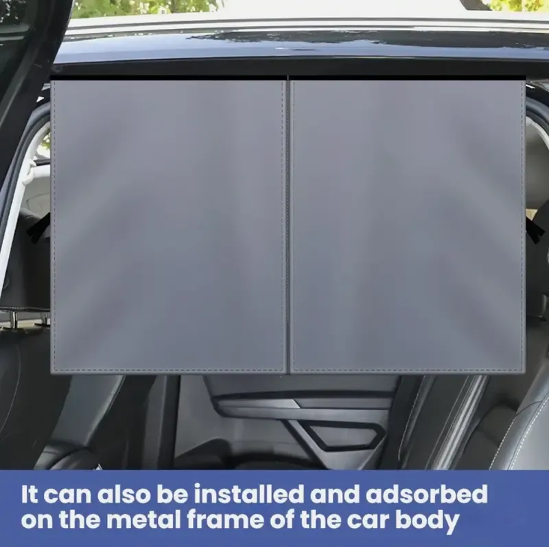 2PCS Car Magnetic Double-Layer Nylon Translucent Sun Shade, Rear Side Window Curtain Cover for Car, Automotive Exterior Sunshades, Sun Shade For Car, Magnetic Sunshades