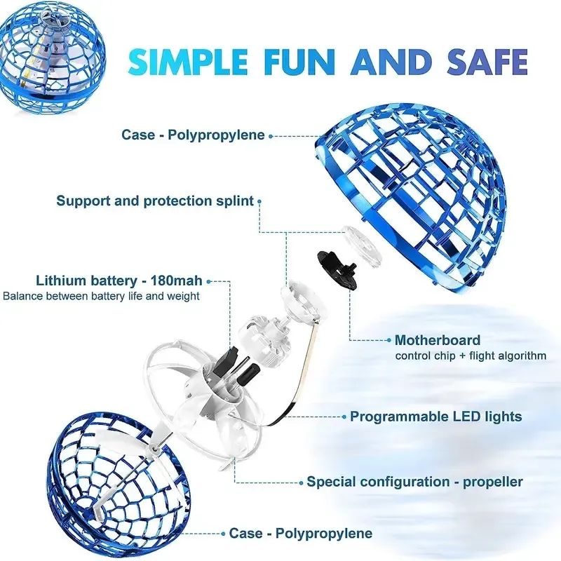 🛸Ufo Smart Inductive Spinning Ball Magic Flying 🤖Ball Levitation Ball Fingertip Glowing Magic Ball Stress Relief Toy for Kids,🌀360°Rotating Hand Controlled Drone Orbit,🖐️Hand Controlled Mini Drone with Led Lights, 🤖Cool Toys Gift for Boys & Girls