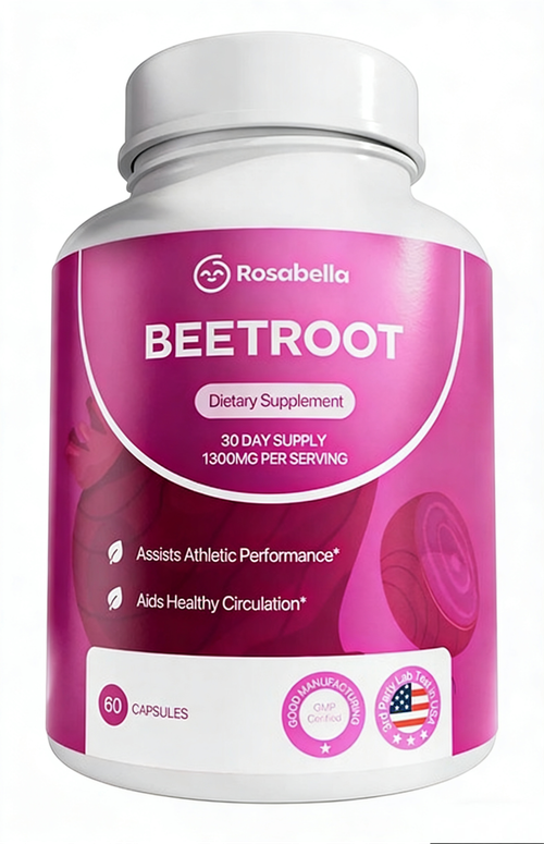 Rosabella Organic Beetroot Capsules (1300mg) for Blood Flow & Heart Health