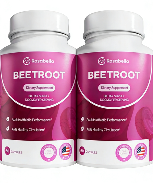 Rosabella Organic Beetroot Capsules (1300mg) for Blood Flow & Heart Health