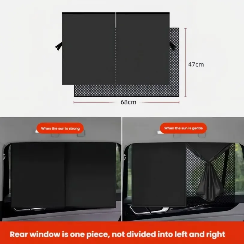2PCS Car Magnetic Double-Layer Nylon Translucent Sun Shade, Rear Side Window Curtain Cover for Car, Automotive Exterior Sunshades, Sun Shade For Car, Magnetic Sunshades
