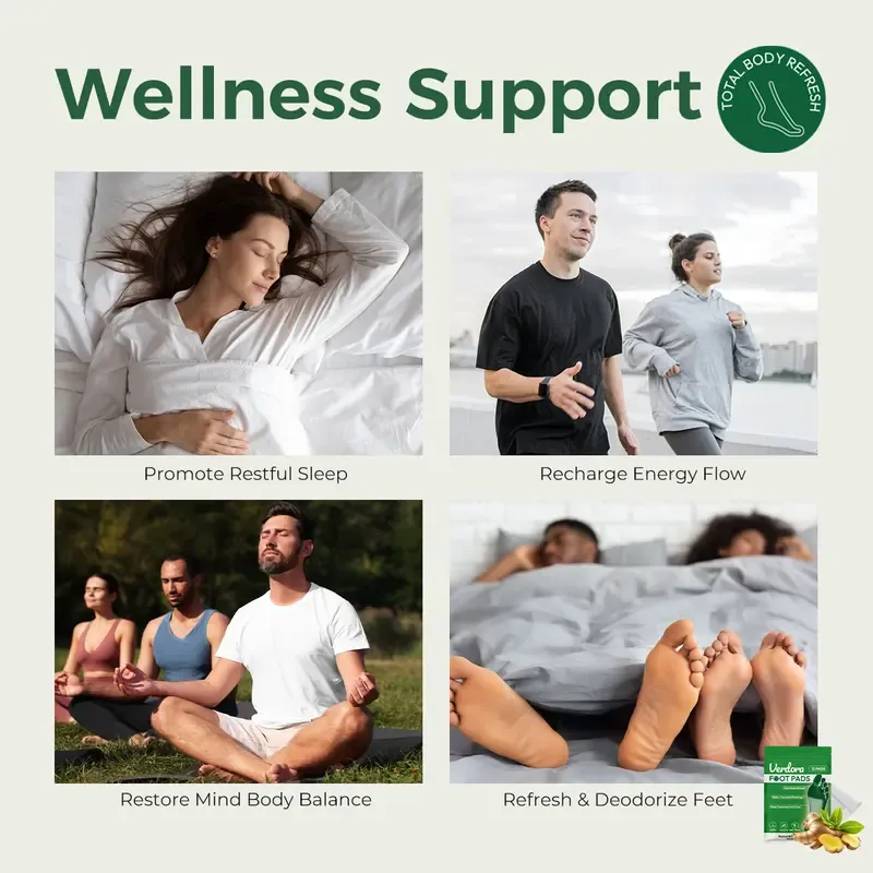 Deep Cleansing Foot Pads,Natural Detox Footpatch, Bamboo Vinegar Ginger Powder Foot Pad for Foot Care,Adhesive Sheets,Relaxation Improve Sleep Detoxpads