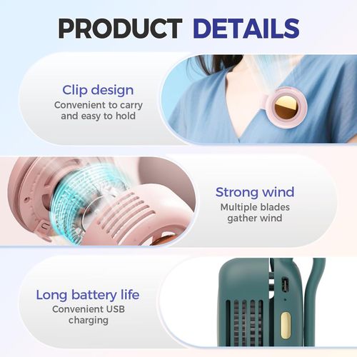 Portable Clip-on Fan | Hands-Free Neck  Hanging Cool Breeze
