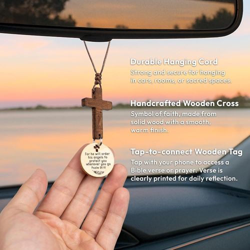 PeaceMark Cross Pendant｜Wearable & Hangable Solid Wood Cross, Your Daily Reminder of Faith