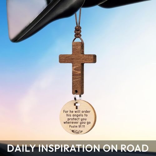 PeaceMark Cross Pendant｜Wearable & Hangable Solid Wood Cross, Your Daily Reminder of Faith