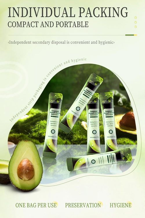 Multi-Acid Avocado Bubble Mask | Gentle Exfoliating & Purifying Clay Mask with Self-Foaming Action for Clear, Smooth Skin