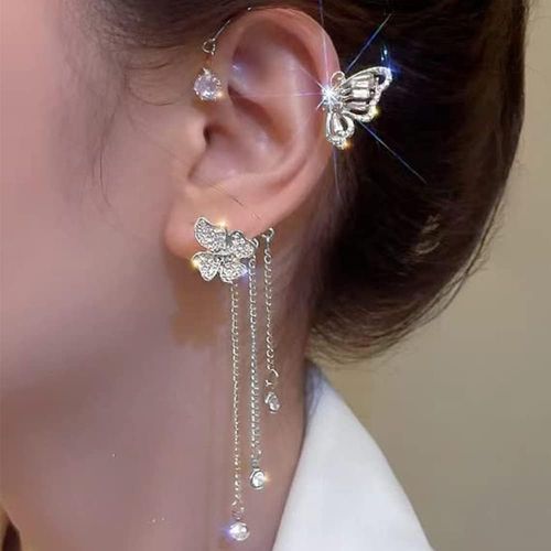 Crystal Butterfly Ear Cuffs | No Piercing, Ethereal Shine