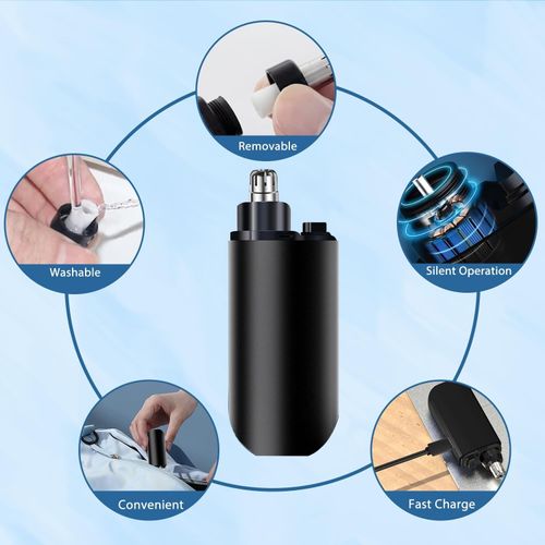 Precision Nose Hair Trimmer | Waterproof & Cordless for Men & Women | Safe Rotary Trimming with LED Light