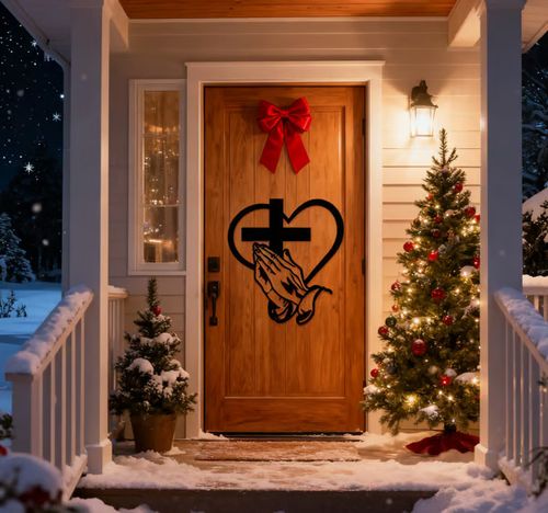 Elegant Christian Heart & Cross Wall Art