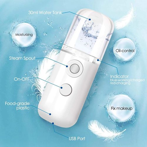 Spray facial steaming, hydrating and humidifying portable atomizer