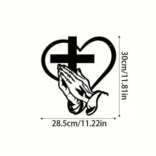 Elegant Christian Heart & Cross Wall Art