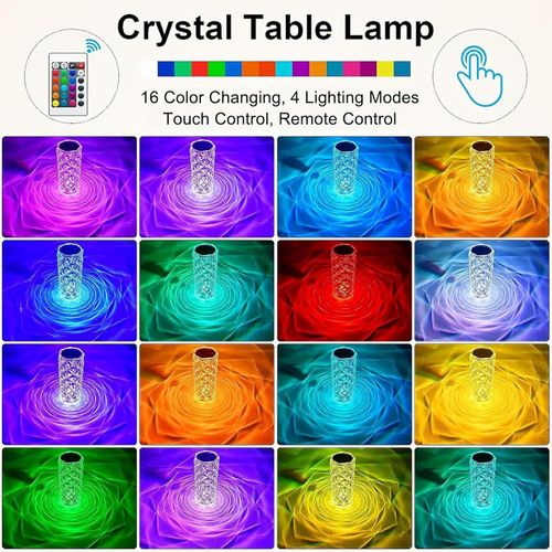 Crystal Dimming Night Light | 16 Colors, Touch to Change