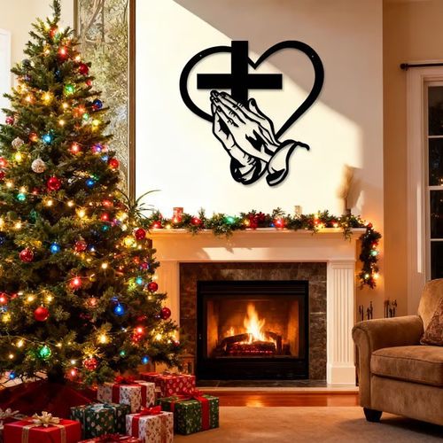 Elegant Christian Heart & Cross Wall Art