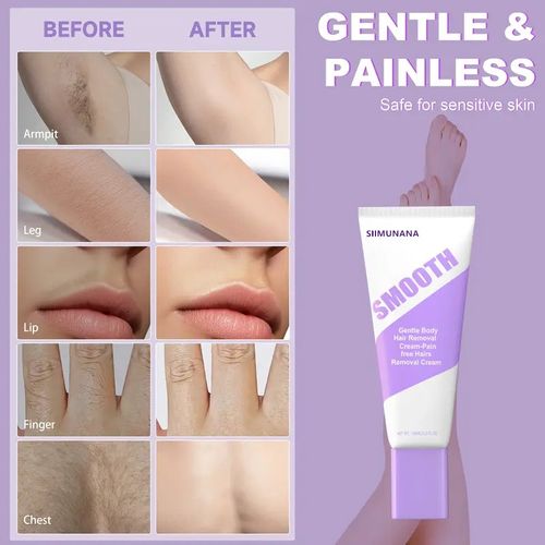 Painless Hair Removal Cream | Sensitive Skin Depilatory Cream for Women & Men | Fast & Smooth Results in Minutes