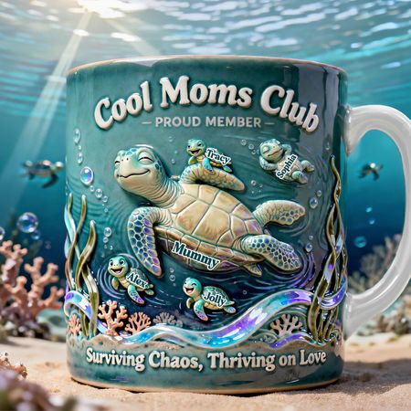 Chilling Turtle Mom Coffee Mug, Personalized Gifts For Mom