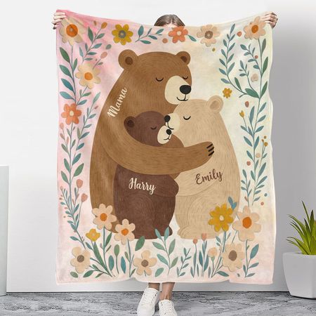 Cozy Bear Love -  Personalized Custom Fleece Blanket