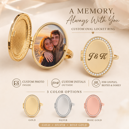 Custom Picture Locket Ring – Personalized Initial Ring for Her