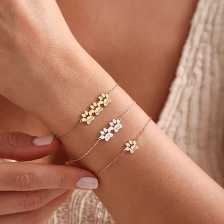 Personalized Paw Print Name Bracelet – Custom Pet Lover Jewellery Gift