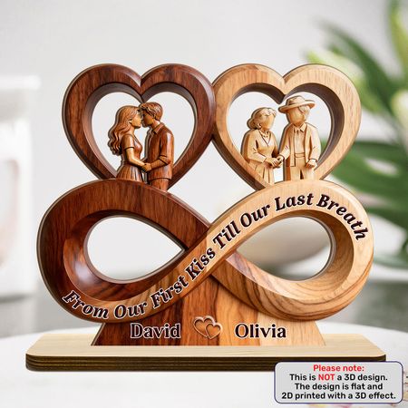 Timeless Love Infinity Personalised Wooden Plaque – Valentine Day Gift for Couples