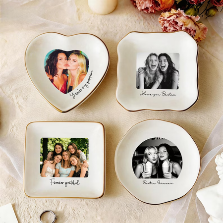 Personalized Best Friend Photo Trinket Dish, Custom Jewelry Ring Dish, Birthday Gift for Soul Sister, Best Friend Gifts