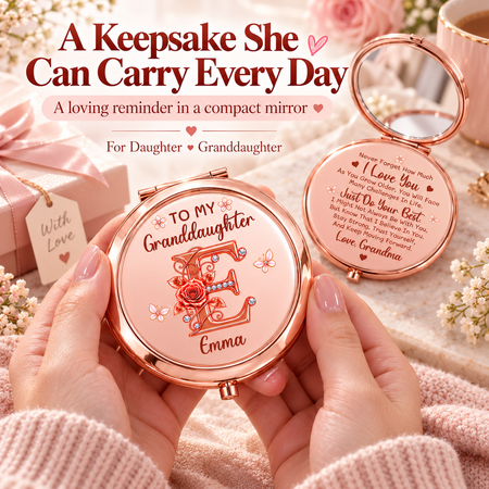 Personalised Just Do Your Best Pocket Makeup Mirror – Inspirational Gift for Daughter or Granddaughter