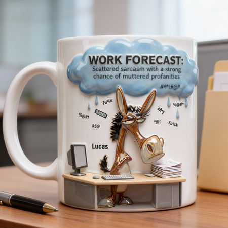 Attitude Donkey Office Worker Work Forecast, Personalized Gifts For Coworker
