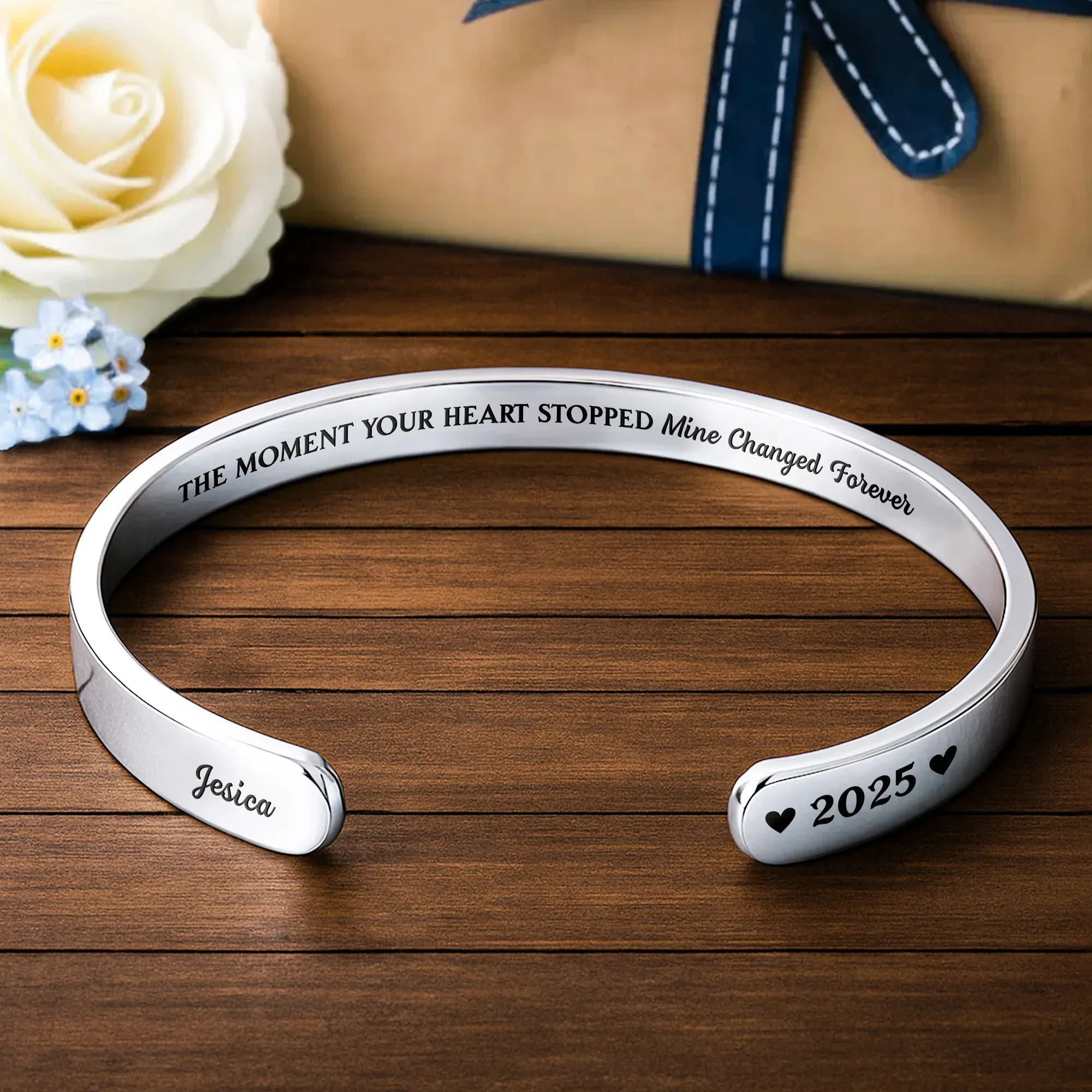 Personalised Couple Bracelet – Engraved Names & Special Date
