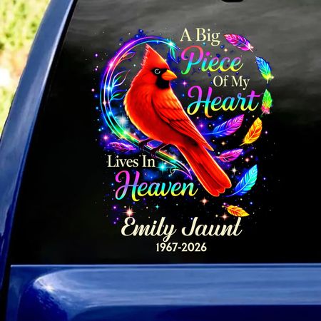 Cardinal Forever Loved My Guardian Angel - Personalized Decal, In Loving Memory Loss Of Loved One, Memorial Decal