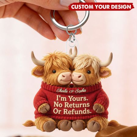 Personalized Highland Cow Keychain 💕 – A Thoughtful Custom Gift for Loved Ones | Perfect Keepsake for Anniversaries & Special Moments